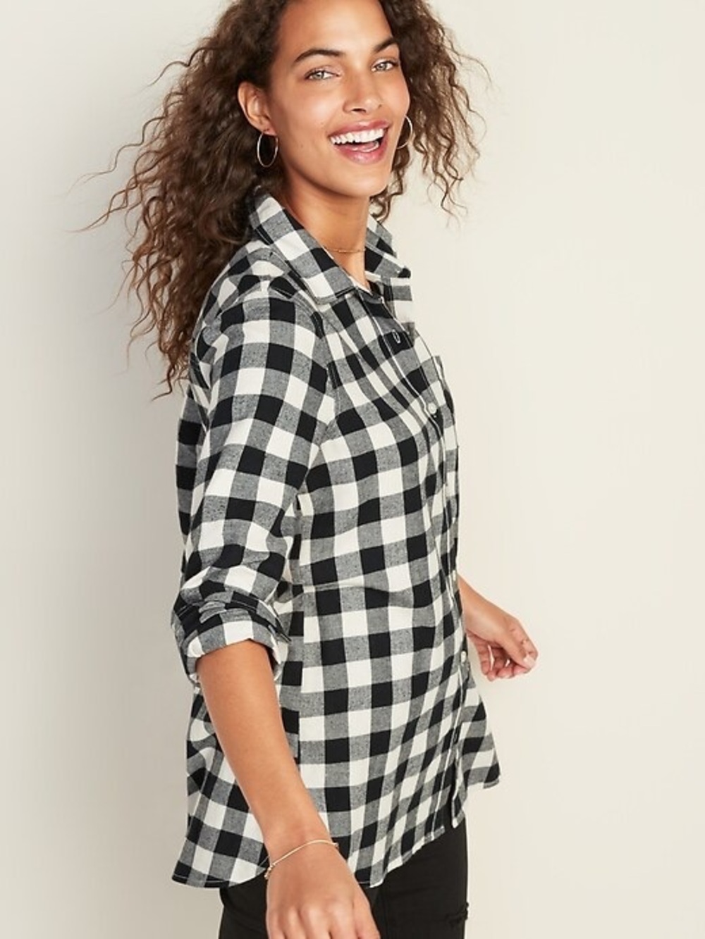 NWT Old Navy- Black and White Buffalo Check Button-Down Shirt - Women